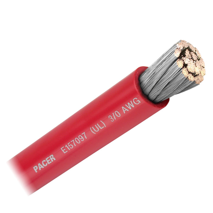 Pacer Red 3/0 AWG Battery Cable - Sold By The Foot [WUL3/0RD-FT]