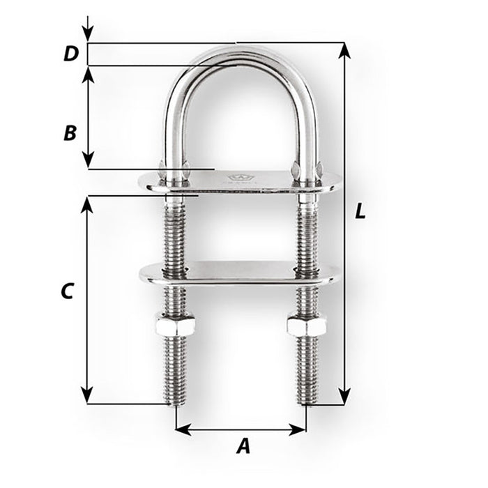 Wichard U-Bolt Pad Eye - 10mm Diameter - 25/64" - 110mm Length - 4-21/64" [6525W]