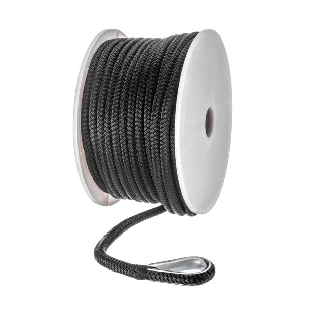 Seachoice 42201 High Quality Anchor Rope for Boating - Double Braid Nylon Anchor Line, ⅜ In. x 100 Ft., Black