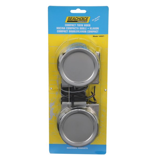 Seachoice 14521 Compact Electric Horns, 108 dB, Twin Horns with Stainless Steel Covers