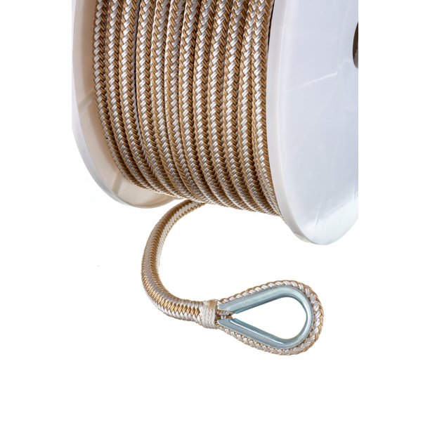 Seachoice 42381 Double-Braid Nylon Anchor Line – Gold and White – 1/2 Inch x 200 Feet
