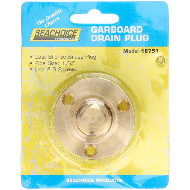 Seachoice 18751 Cast Bronze Garboard Drain with Brass Plug