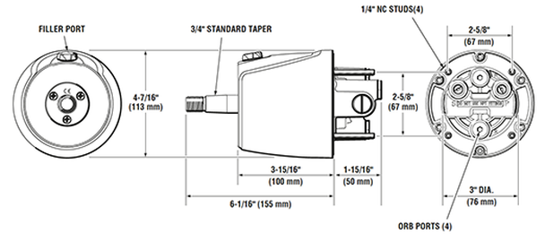 Seastar HH5224-3 Front Mount 2.4 Commercial Hydraulic Boat Helm Pump